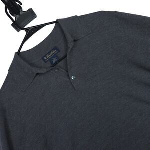 Brooks Brothers Italian Merino Wool Polo Sweater Gray Mens Large Pullover